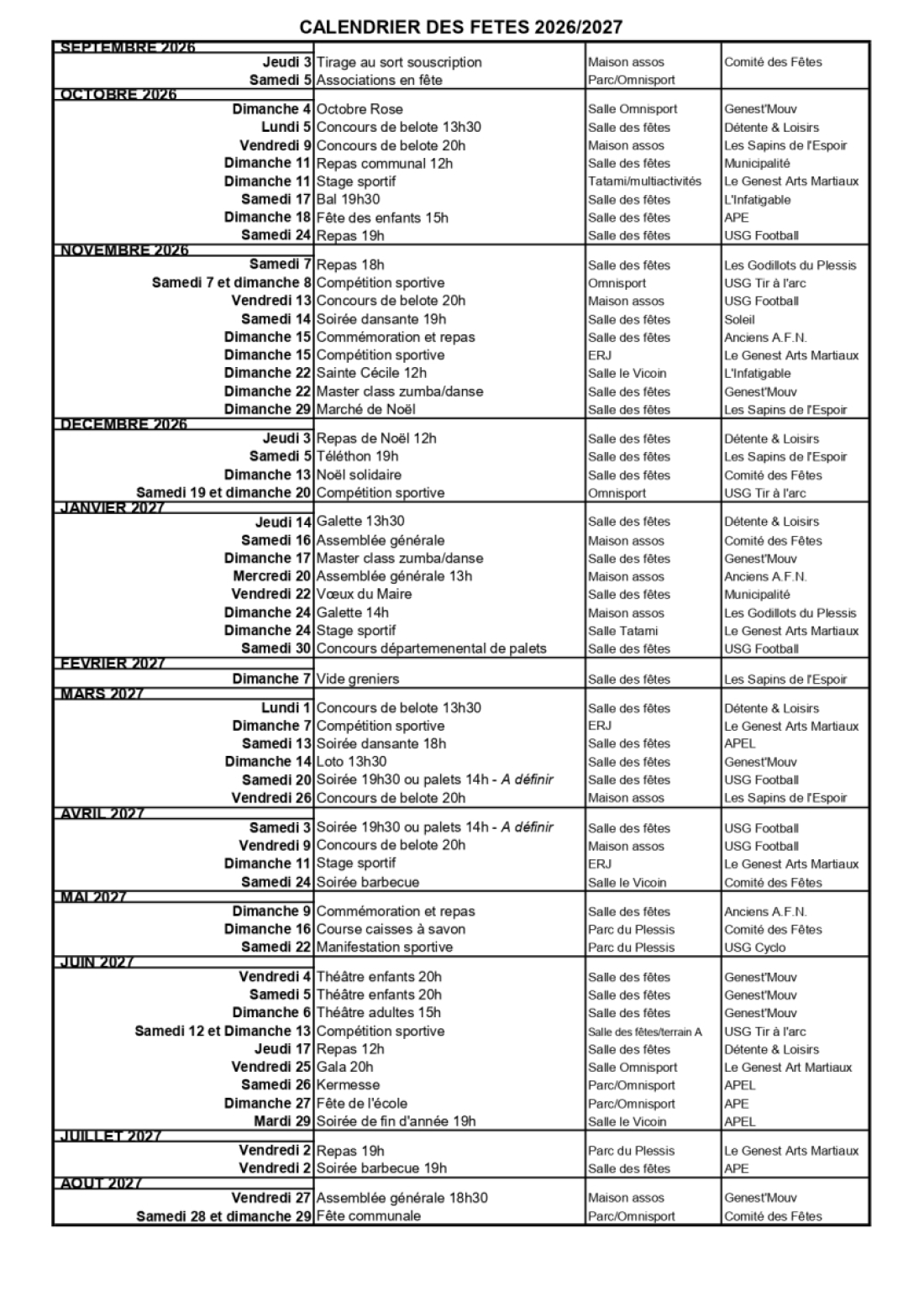 calendrier