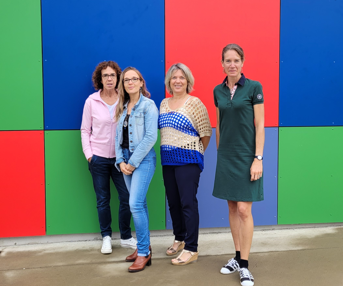 De gauche &agrave; droite : Claire BIGOT, CE1 &ndash; M&eacute;lissa LEPAGE, directrice, CE2/CM2 &ndash; St&eacute;phane FORTIN, CP/CE2 &ndash; Florence JOUAUX, CM1