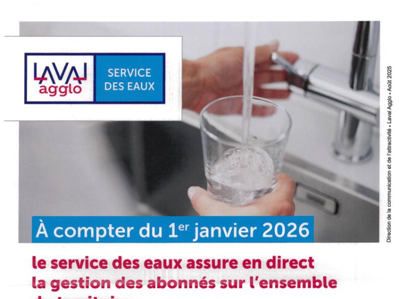 Service des eaux - Laval Agglo au 01/01/2026